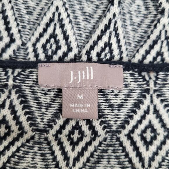 J JILL Womens Graphic Chevron Knit Shirt Size Medium Black & White Minimalist - Picture 5 of 9
